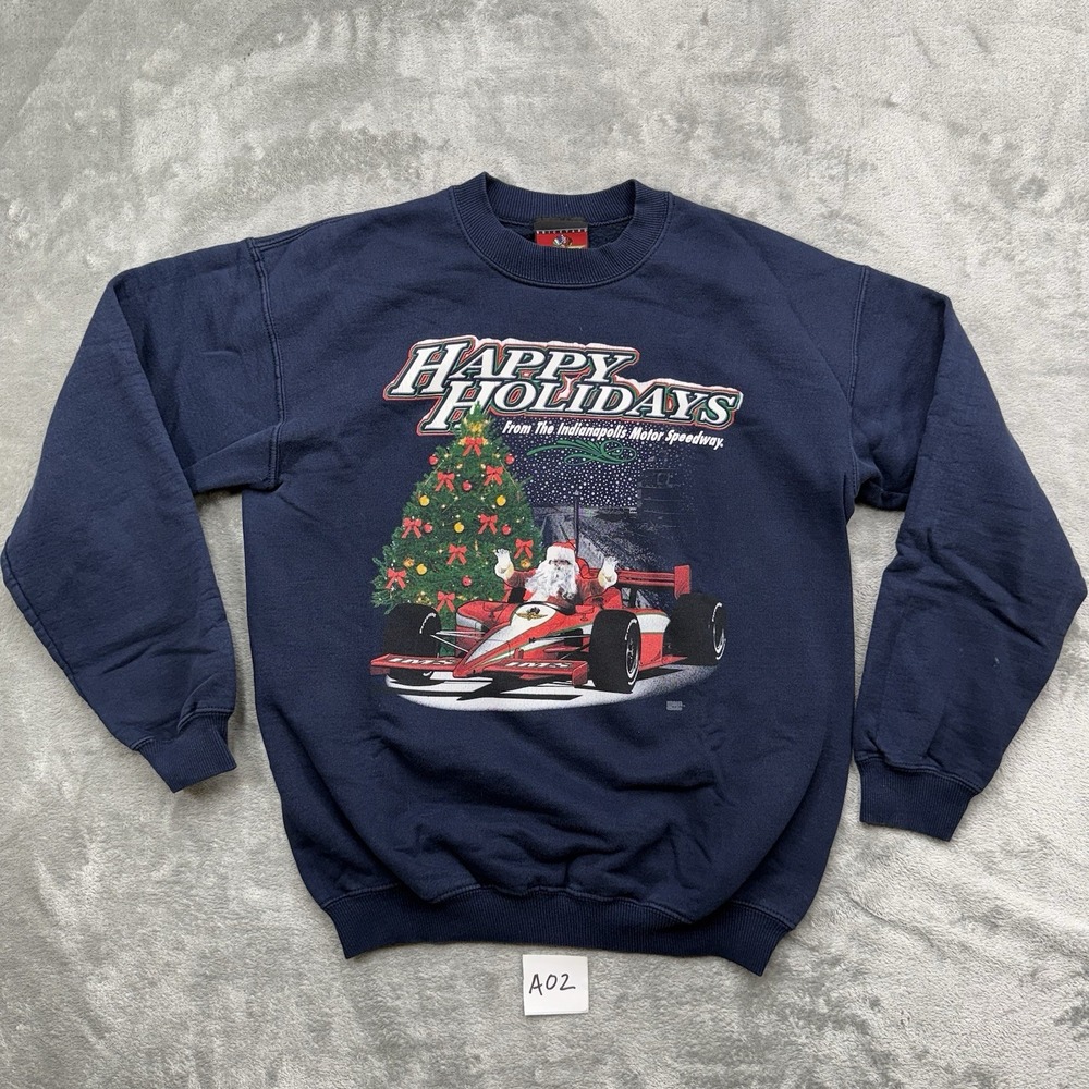 Vintage Brickyard Authentic Christmas Santa F1 Indy Racing Crewneck Size M